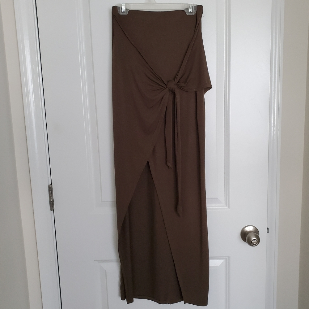 Francescas Green High-waisted Skirt with Slit